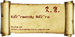 Körmendy Nóra névjegykártya